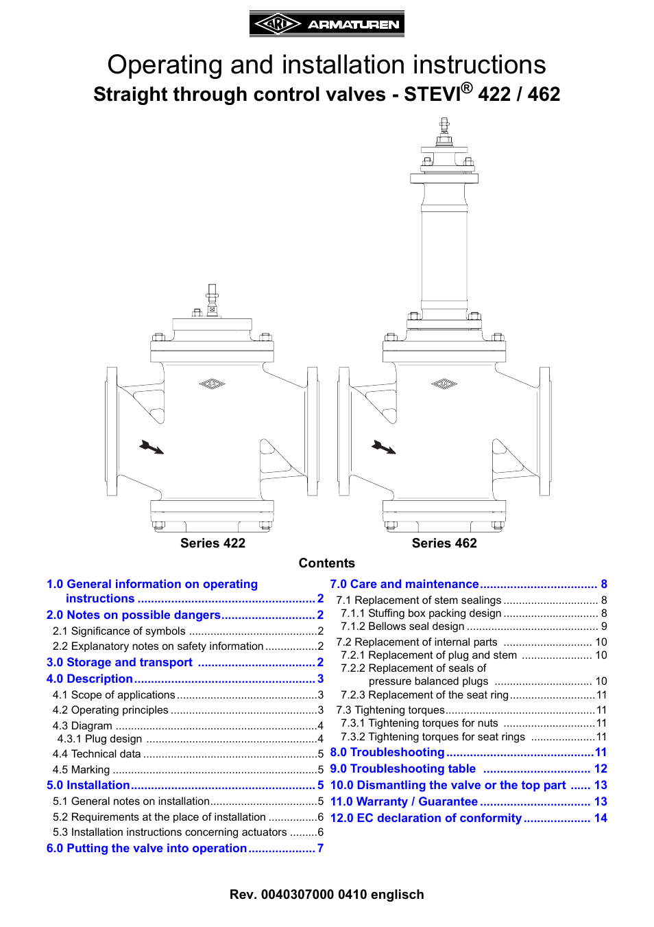 ARI Armaturen STEVI 462 EN User Manual | 16 pages