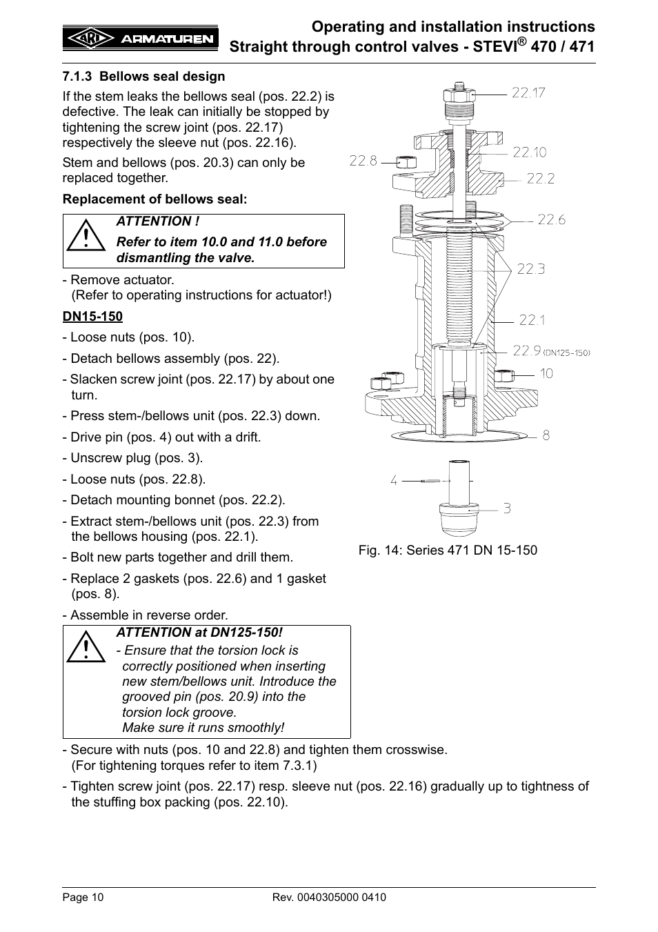 3 bellows seal design | ARI Armaturen STEVI 471 EN User Manual | Page 10 / 16