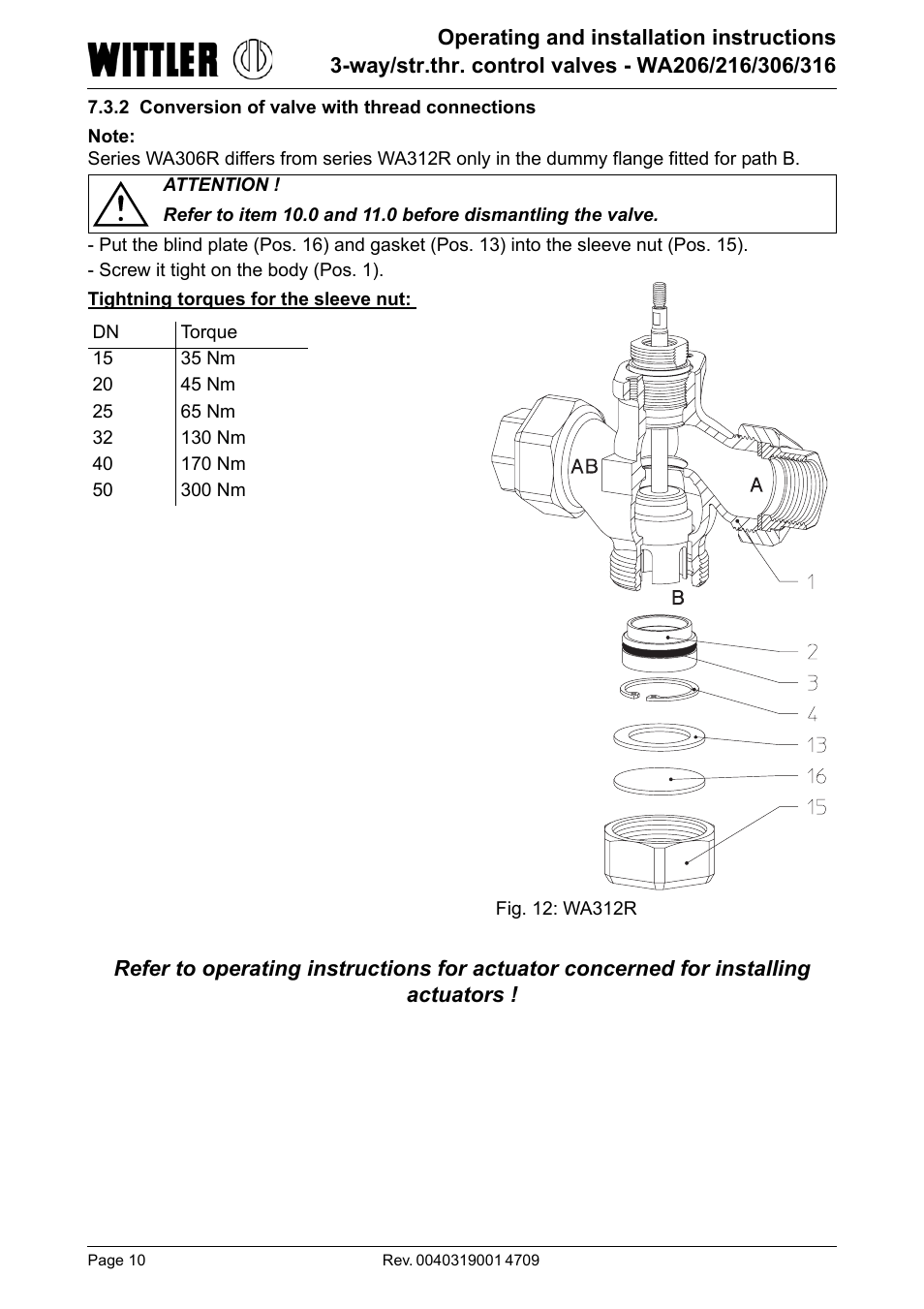 2 conversion of valve with thread connections | ARI Armaturen WA 206R EN User Manual | Page 10 / 14