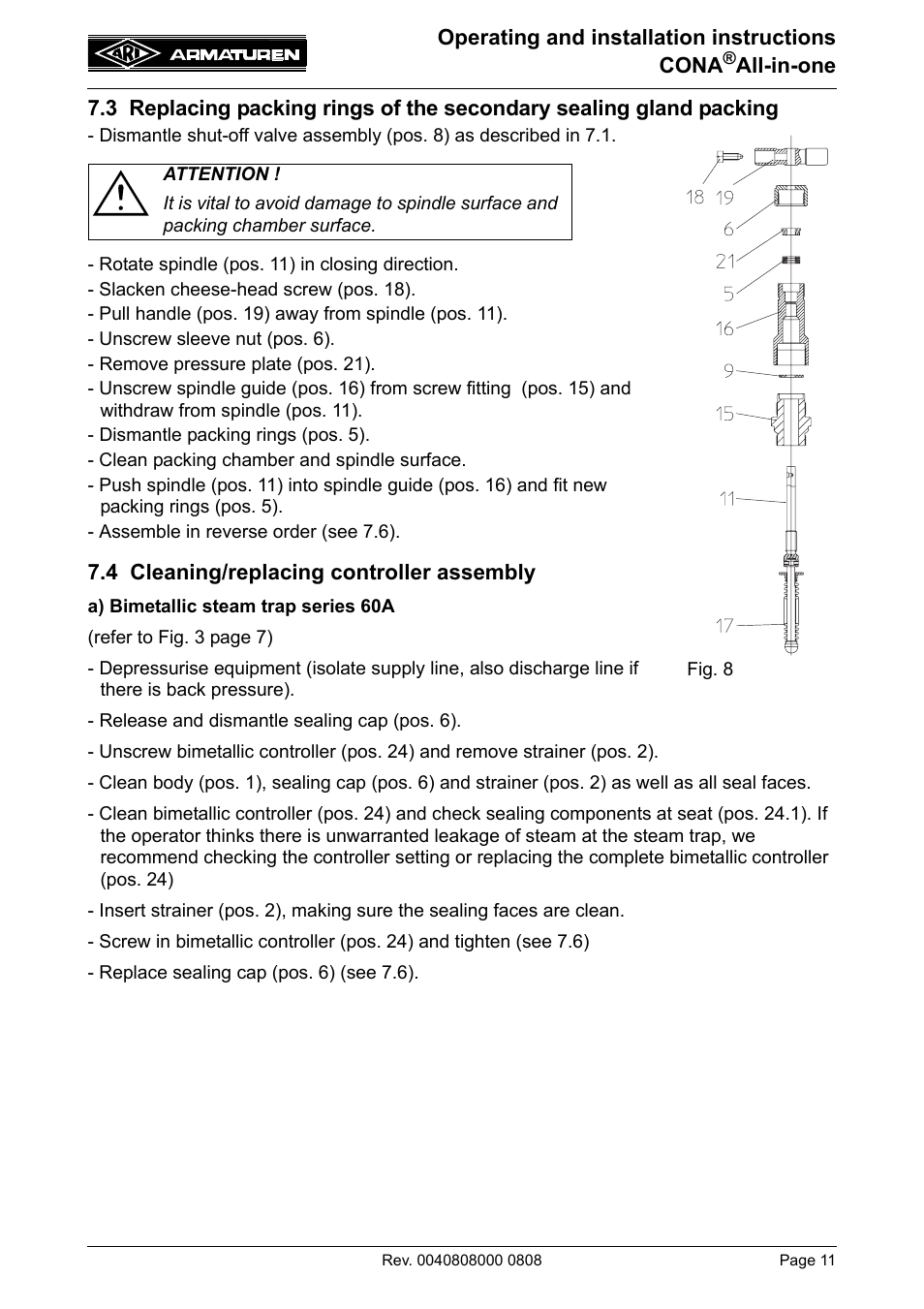 4 cleaning/replacing controller assembly | ARI Armaturen CONA all-in-one PN40 EN User Manual | Page 11 / 18