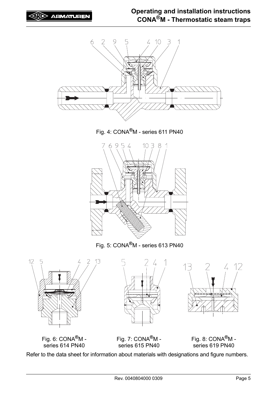 Operating and installation instructions cona, M - thermostatic steam traps | ARI Armaturen CONA M PN40 EN User Manual | Page 5 / 13