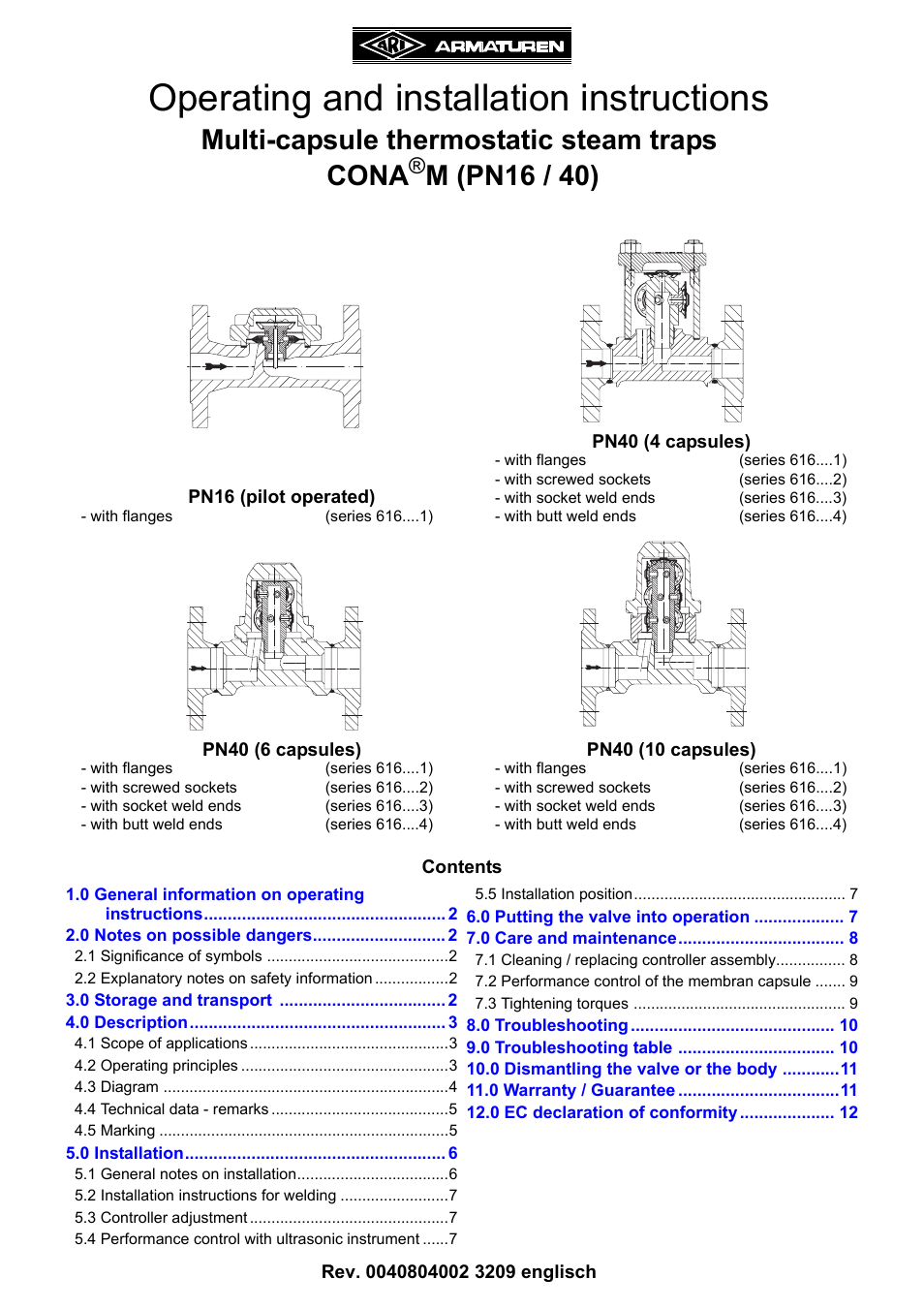 ARI Armaturen CONA M PN40 EN User Manual | 12 pages