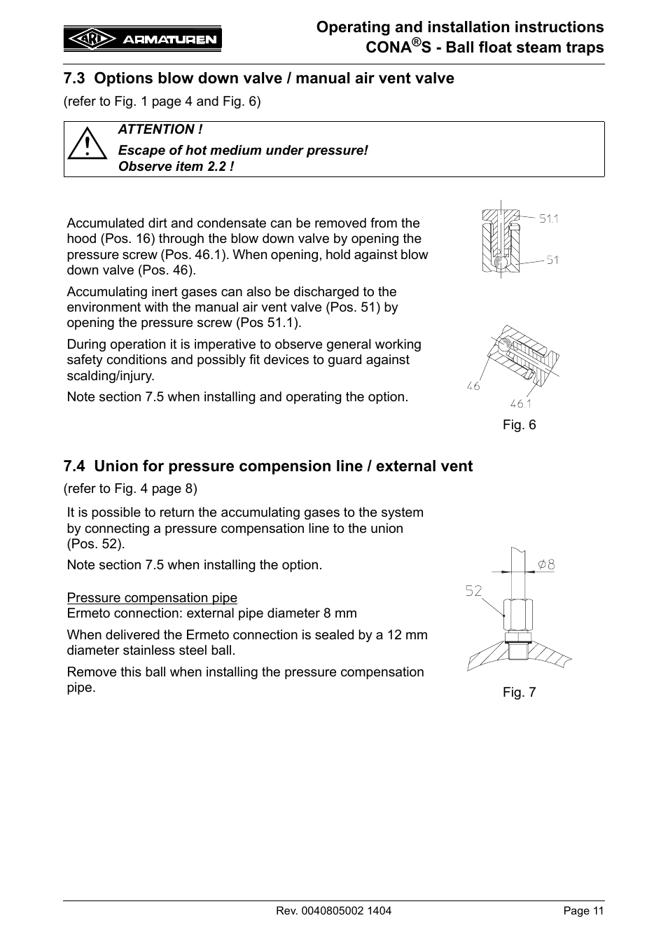 ARI Armaturen CONA S PN40 EN User Manual | Page 11 / 15