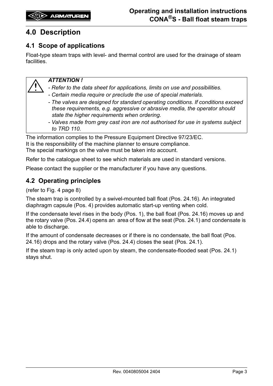 0 description | ARI Armaturen CONA S PN40 EN User Manual | Page 3 / 13