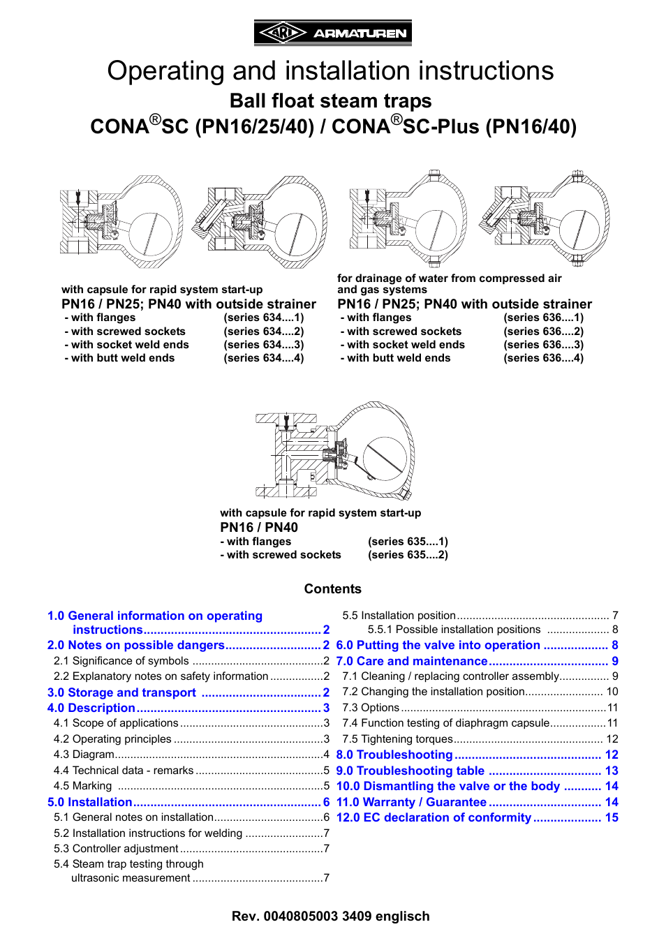 ARI Armaturen CONA SC-Plus PN40 EN User Manual | 16 pages