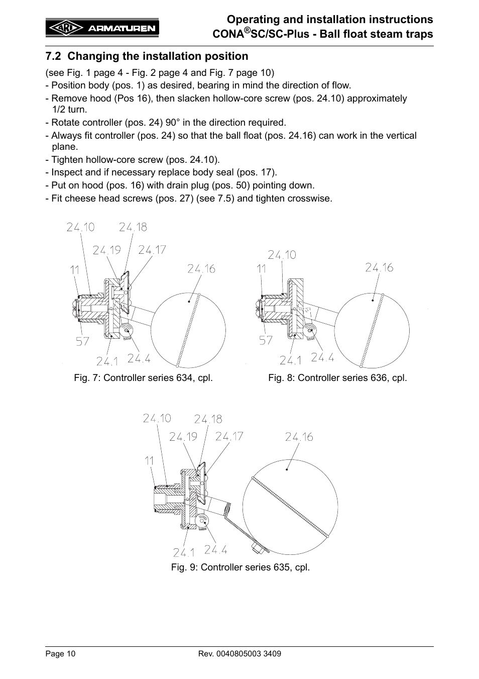 2 changing the installation position | ARI Armaturen CONA SC-Plus PN40 EN User Manual | Page 10 / 16