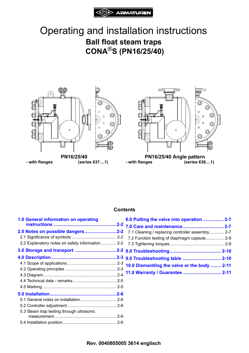 ARI Armaturen CONA S PN40 EN User Manual | 11 pages