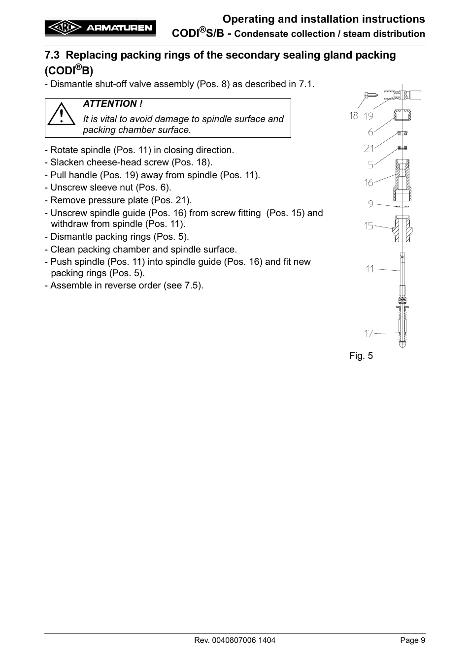 ARI Armaturen CODI B PN63 EN User Manual | Page 9 / 13