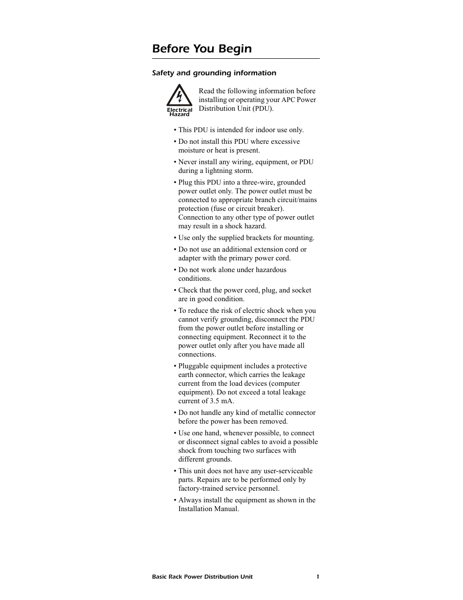 Before you begin, Safety and grounding information, Safety & grounding information | American Power Conversion AP9559 User Manual | Page 5 / 16