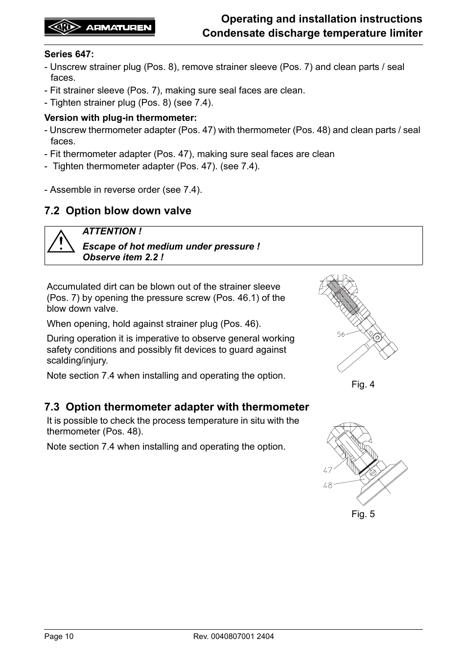 ARI Armaturen Condensate PN40 EN User Manual | Page 10 / 14