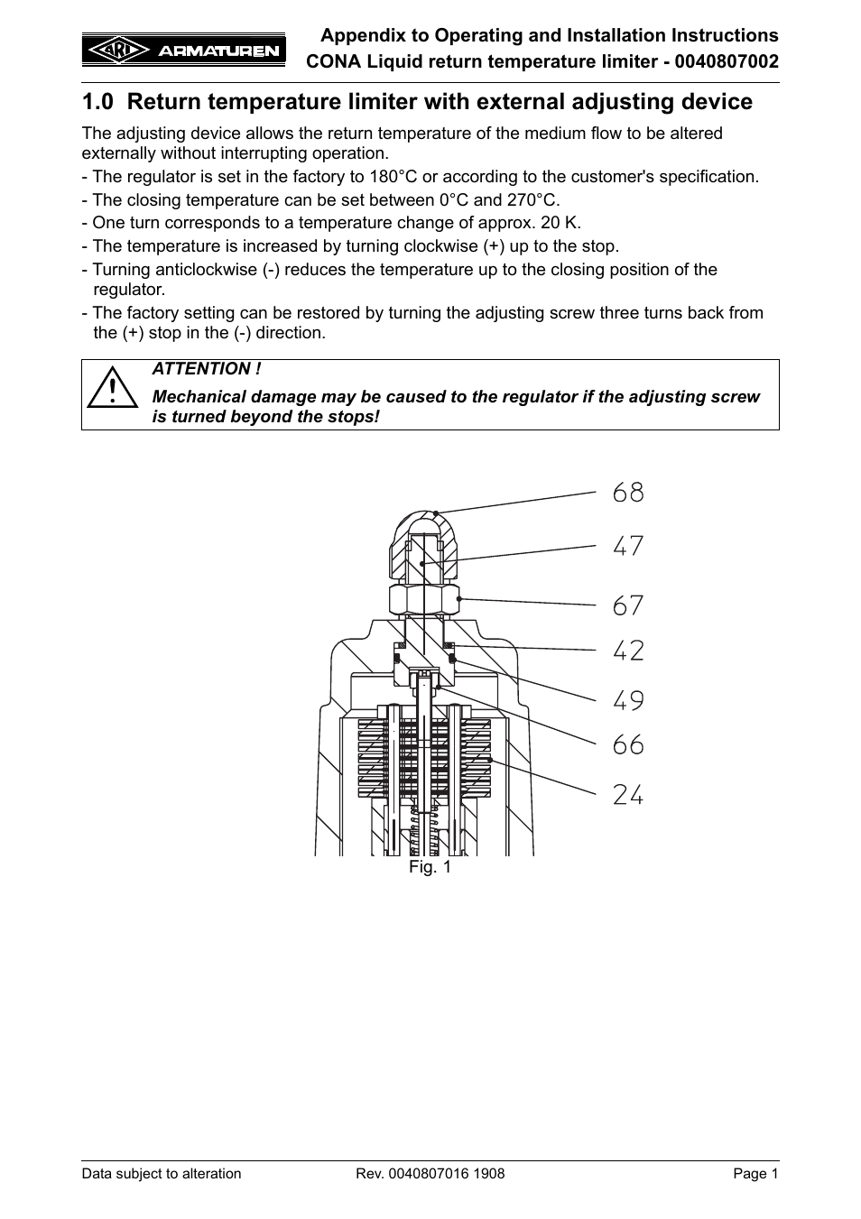 ARI Armaturen 0040807002 EN User Manual | 2 pages