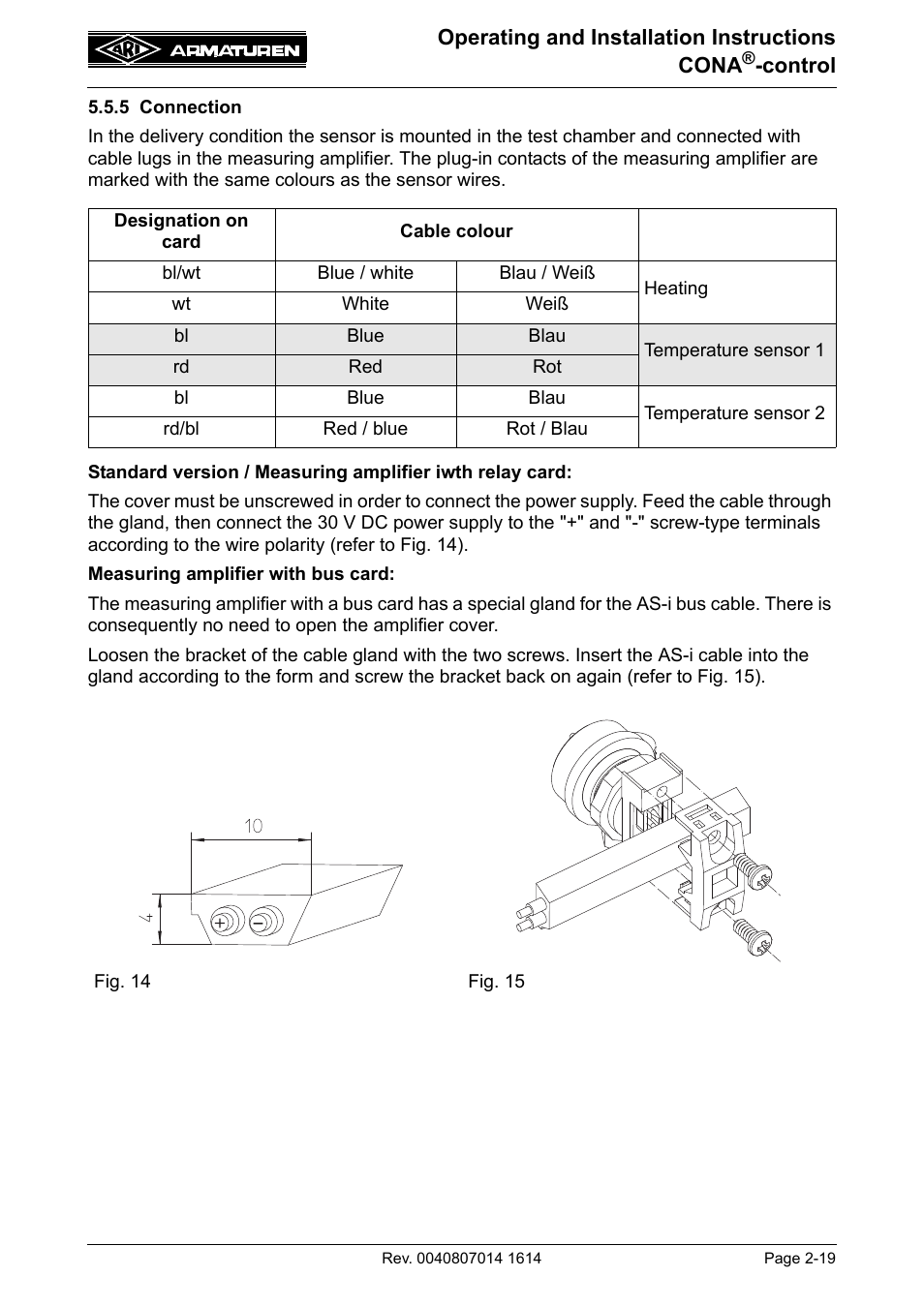 5 connection, 5 connection -19 | ARI Armaturen CONA control EN User Manual | Page 19 / 36