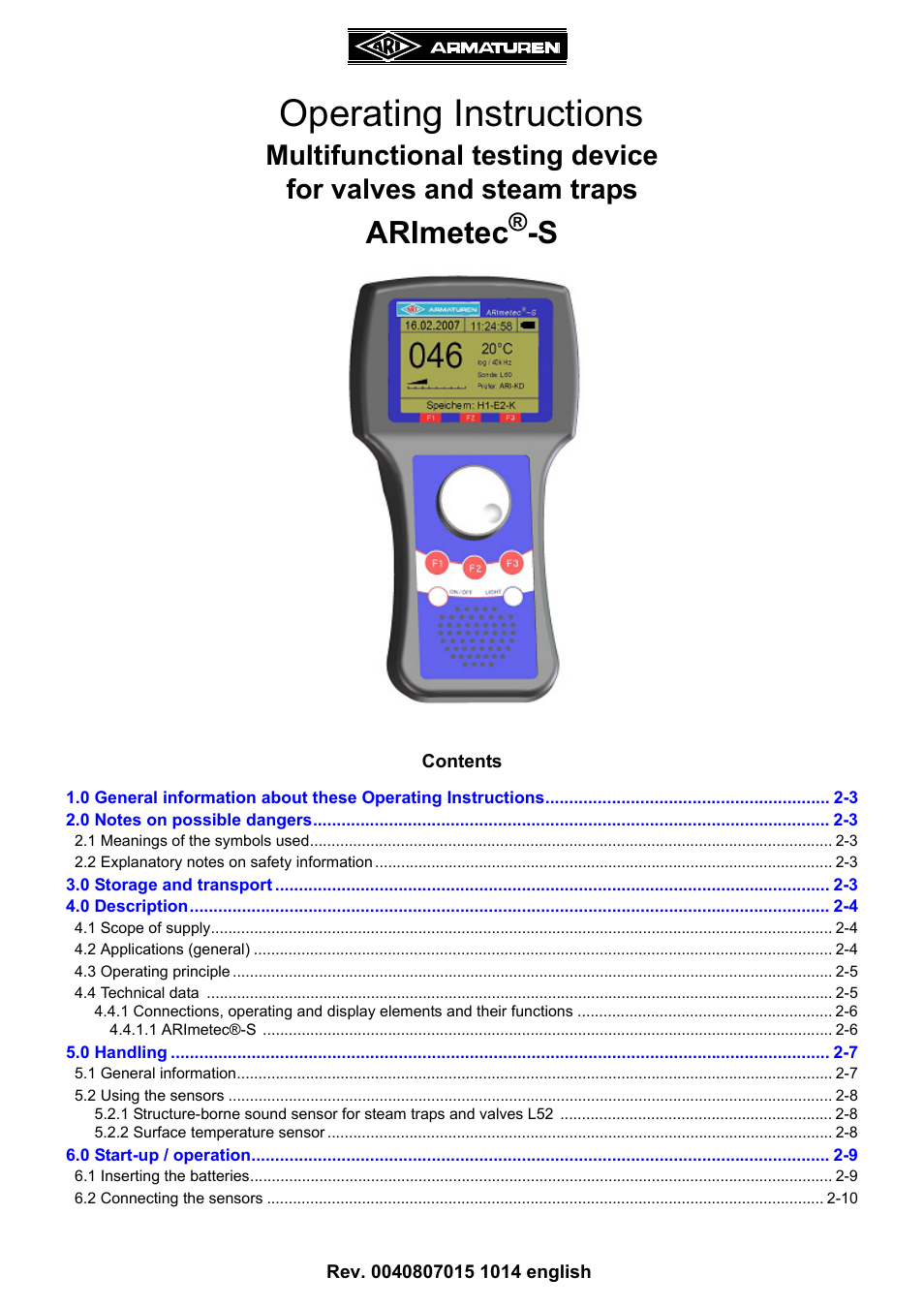 ARI Armaturen ARImetec-S EN User Manual | 34 pages