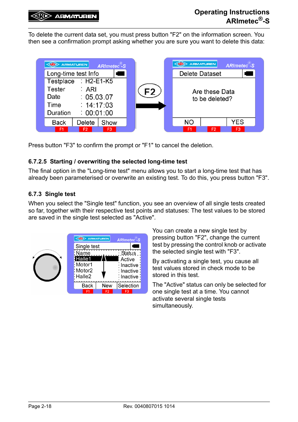 3 single test, 3 single test -18 | ARI Armaturen ARImetec-S EN User Manual | Page 18 / 34
