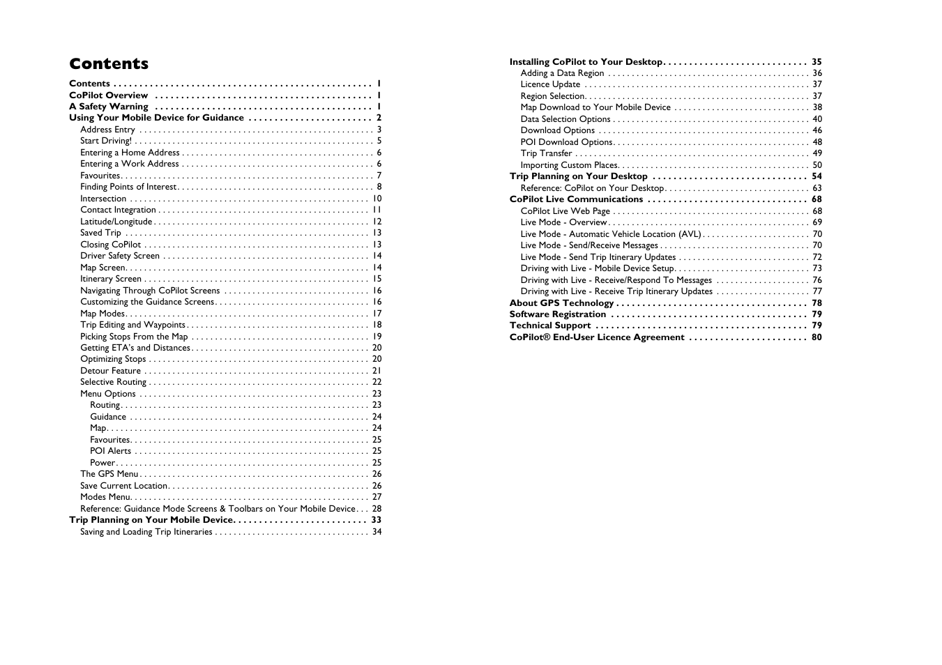 ALK Technologies CoPilot A780 User Manual | Page 2 / 47