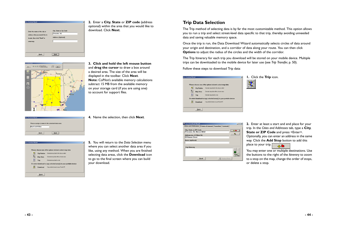 Trip data selection | ALK Technologies CoPilot A780 User Manual | Page 24 / 47