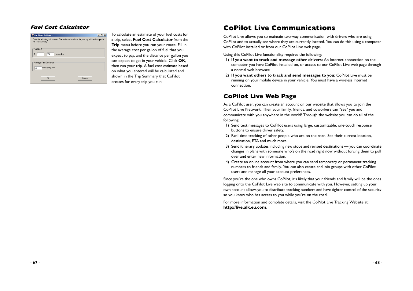 Copilot live communications, Copilot live web page | ALK Technologies CoPilot A780 User Manual | Page 36 / 47