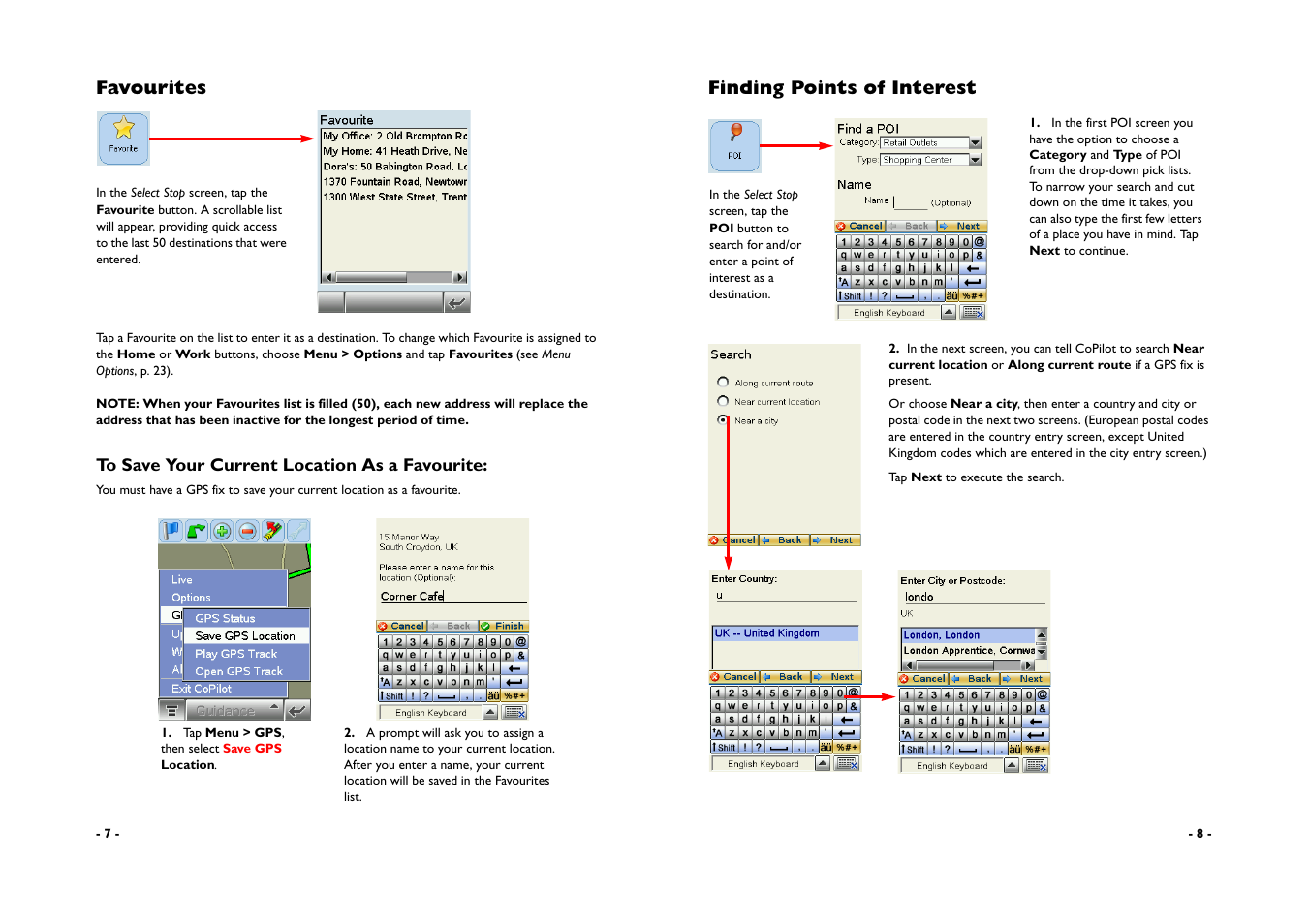 Favourites, Finding points of interest | ALK Technologies CoPilot A780 User Manual | Page 6 / 47