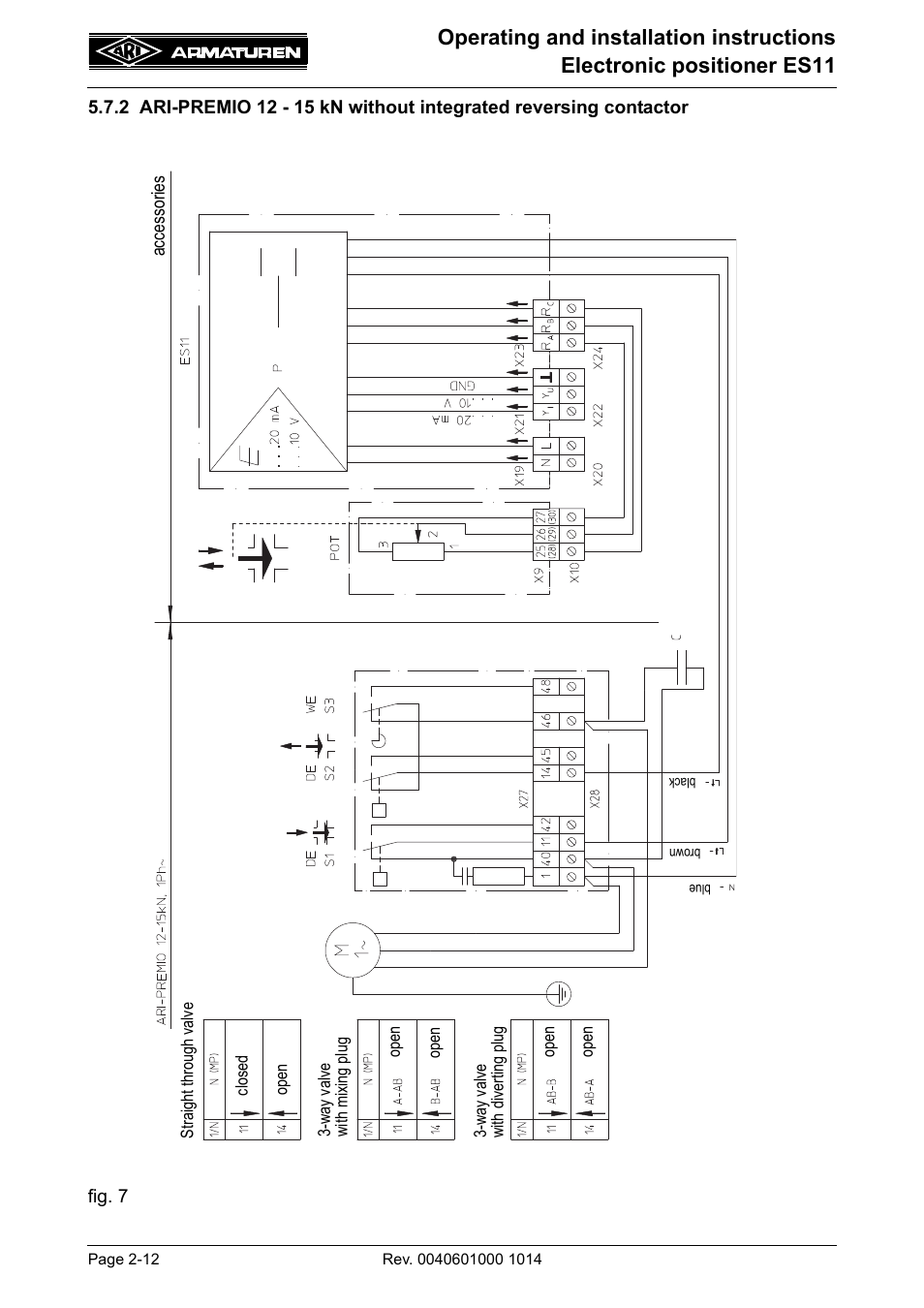 2 ari-premio 12 - 15 kn without integrated, Reversing contactor -12 | ARI Armaturen ES11 EN User Manual | Page 12 / 24