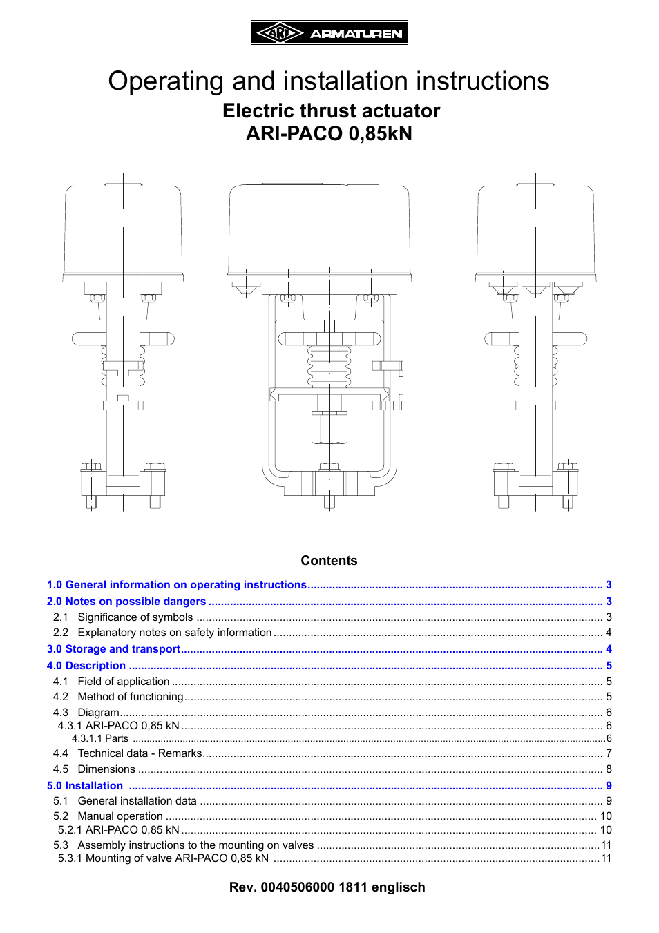 ARI Armaturen ARI-PACO 0,85kN EN User Manual | 32 pages