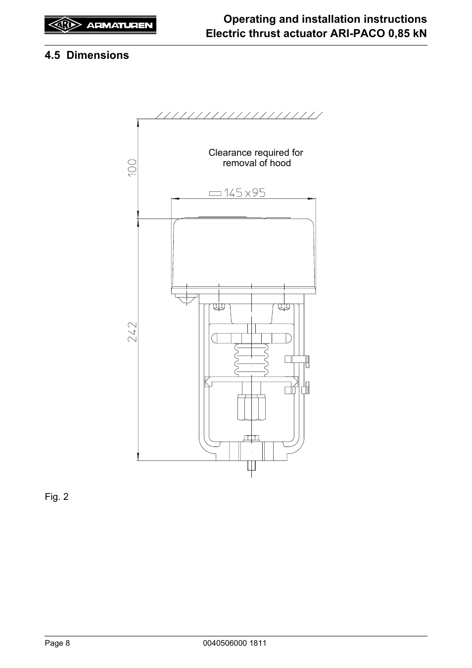 5 dimensions | ARI Armaturen ARI-PACO 0,85kN EN User Manual | Page 8 / 32