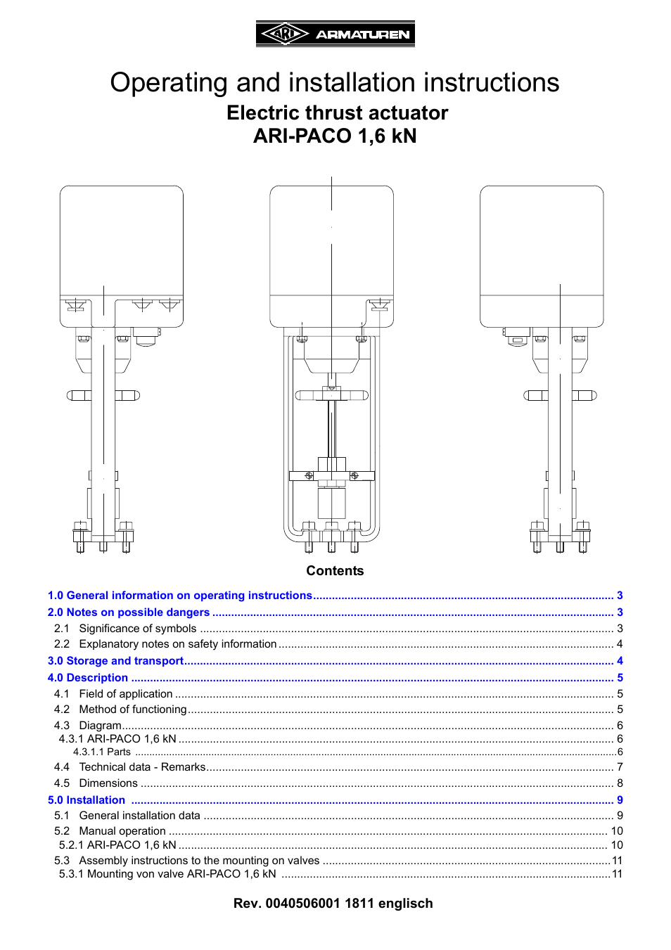 ARI Armaturen ARI-PACO 1,6kN EN User Manual | 24 pages