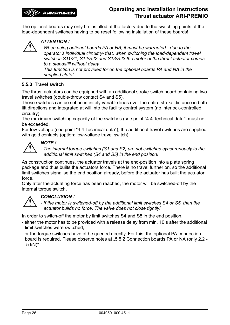 3 travel switch | ARI Armaturen ARI-PREMIO User Manual | Page 26 / 54