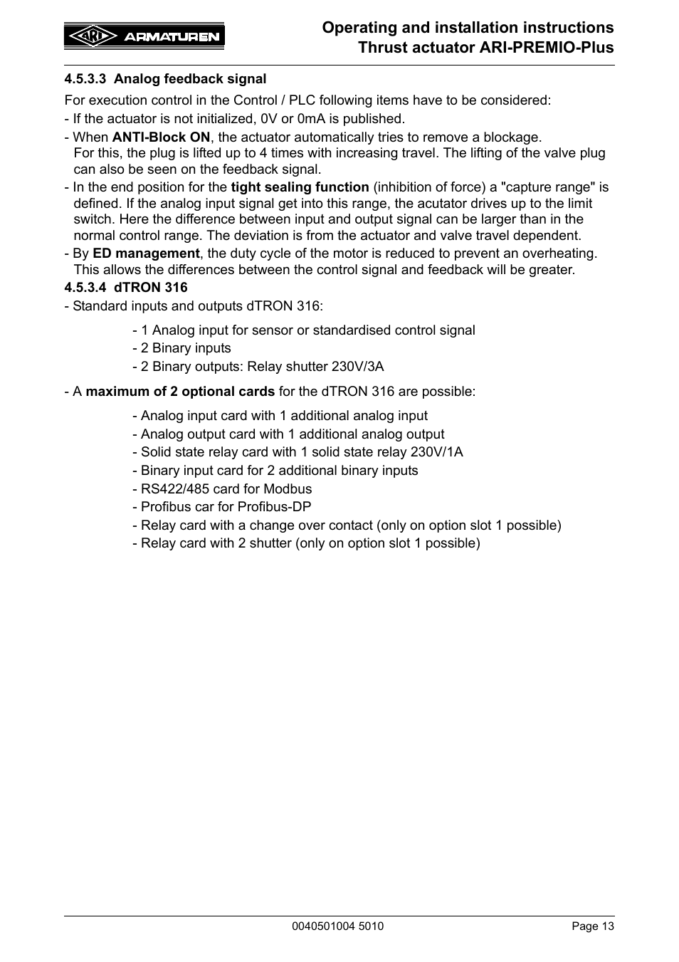 ARI Armaturen ARI-PREMIO Plus EN User Manual | Page 13 / 50