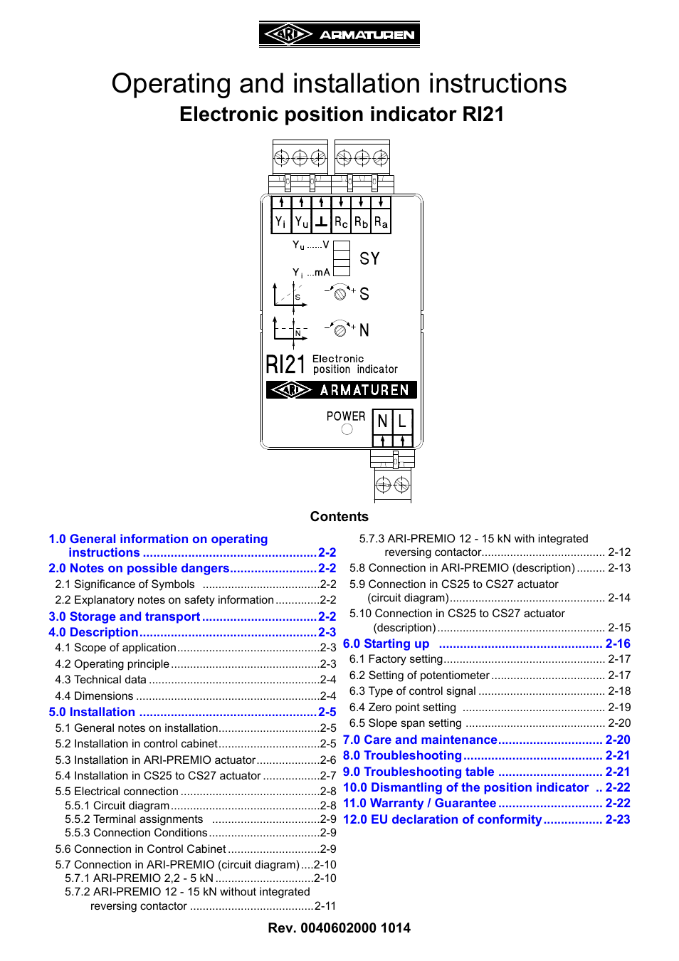 ARI Armaturen RI21 EN User Manual | 23 pages