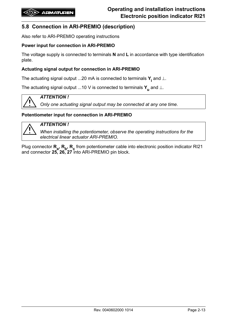 8 connection in ari-premio (description) | ARI Armaturen RI21 EN User Manual | Page 13 / 23