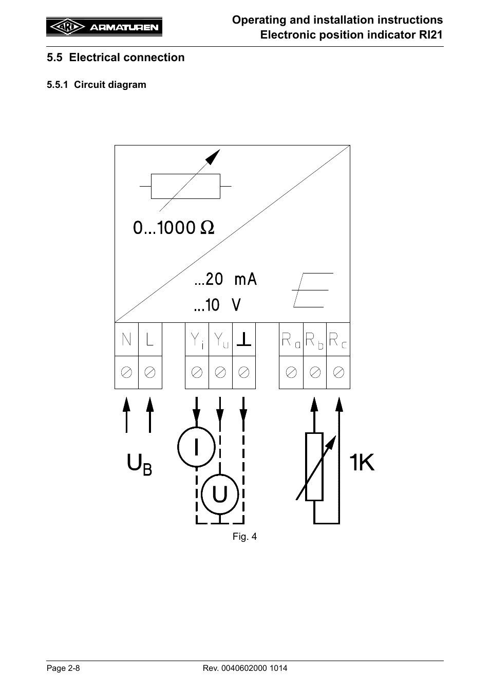 5 electrical connection, 1 circuit diagram | ARI Armaturen RI21 EN User Manual | Page 8 / 23