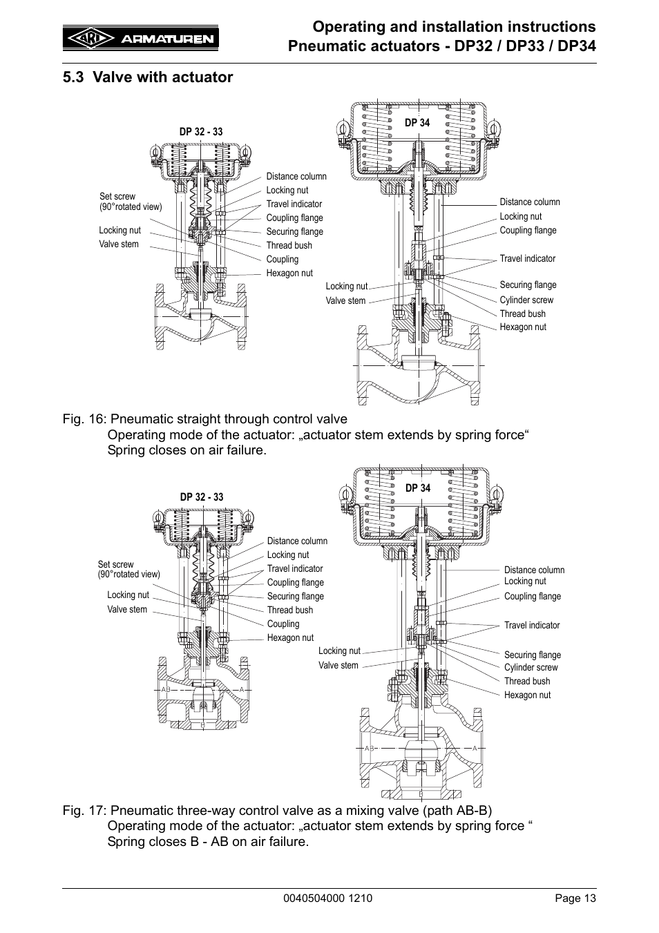 3 valve with actuator | ARI Armaturen DP34 EN User Manual | Page 13 / 28