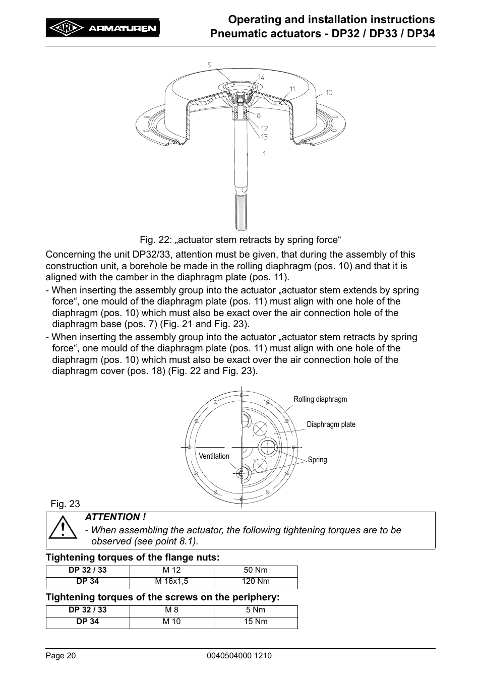 ARI Armaturen DP34 EN User Manual | Page 20 / 28