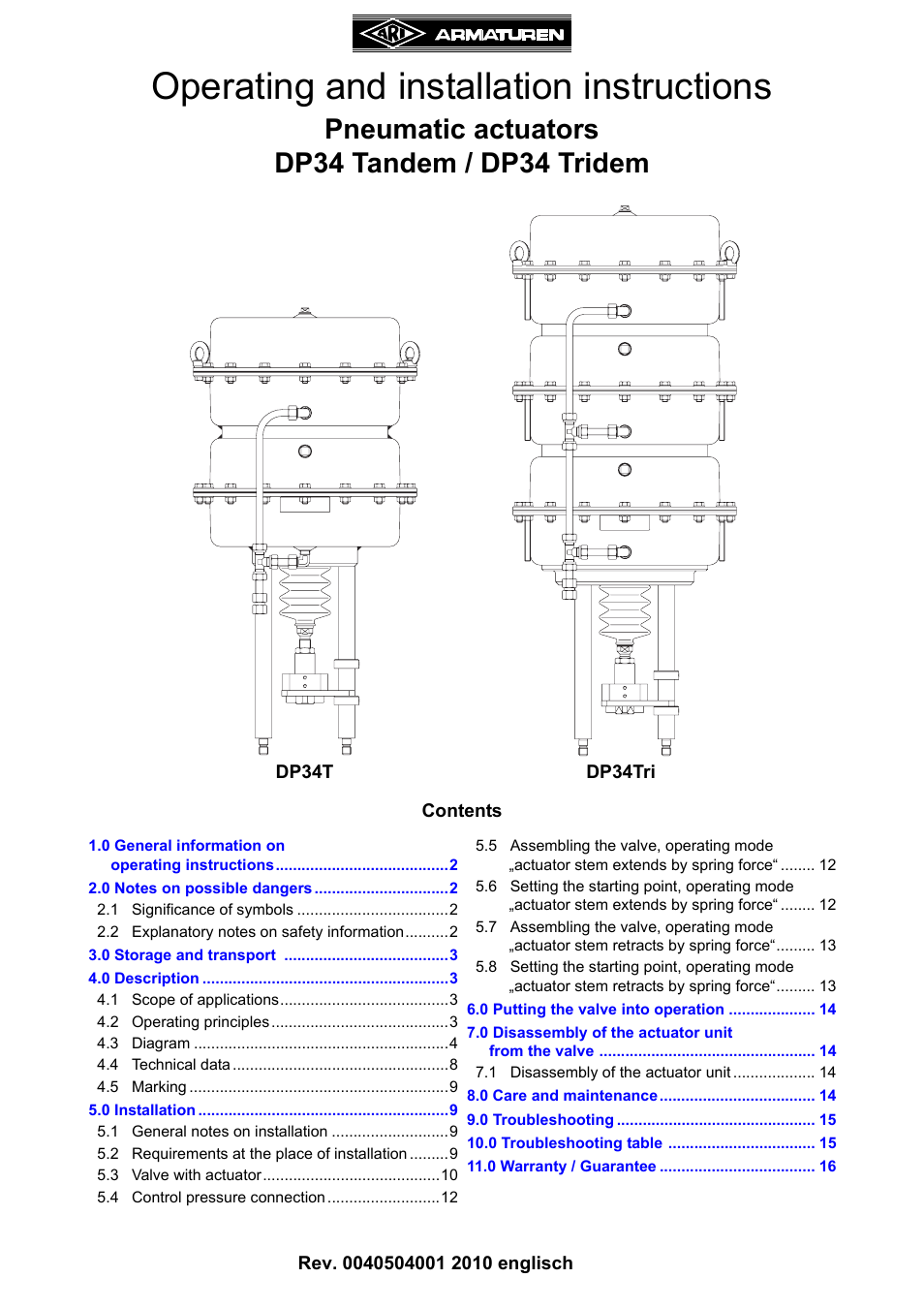 ARI Armaturen DP34 Tridem EN User Manual | 18 pages