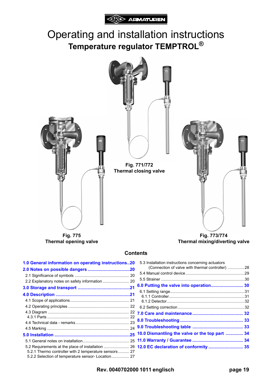 ARI Armaturen TEMPTROL 774 EN User Manual | 17 pages