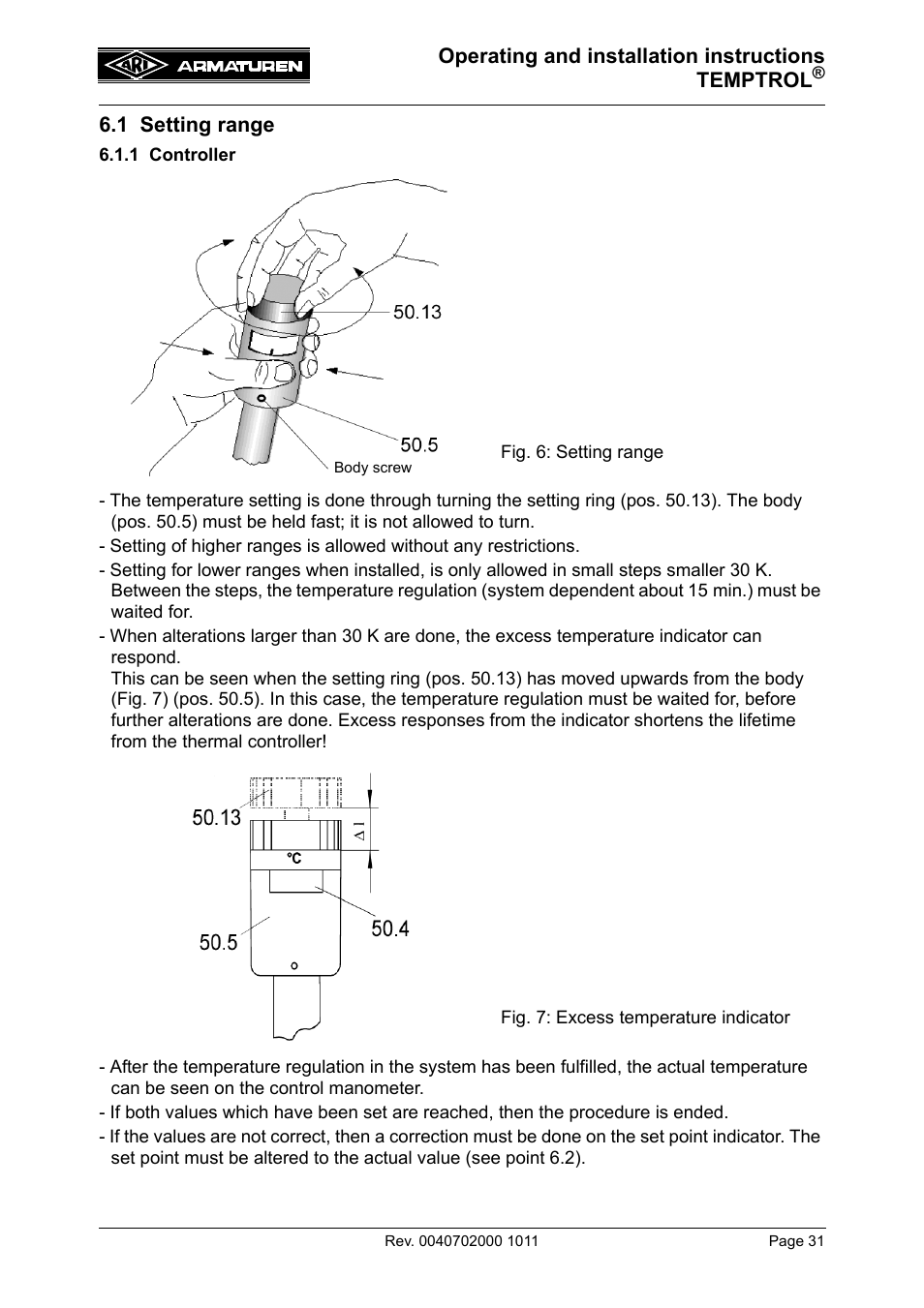 1 setting range, 1 controller | ARI Armaturen TEMPTROL 774 EN User Manual | Page 13 / 17