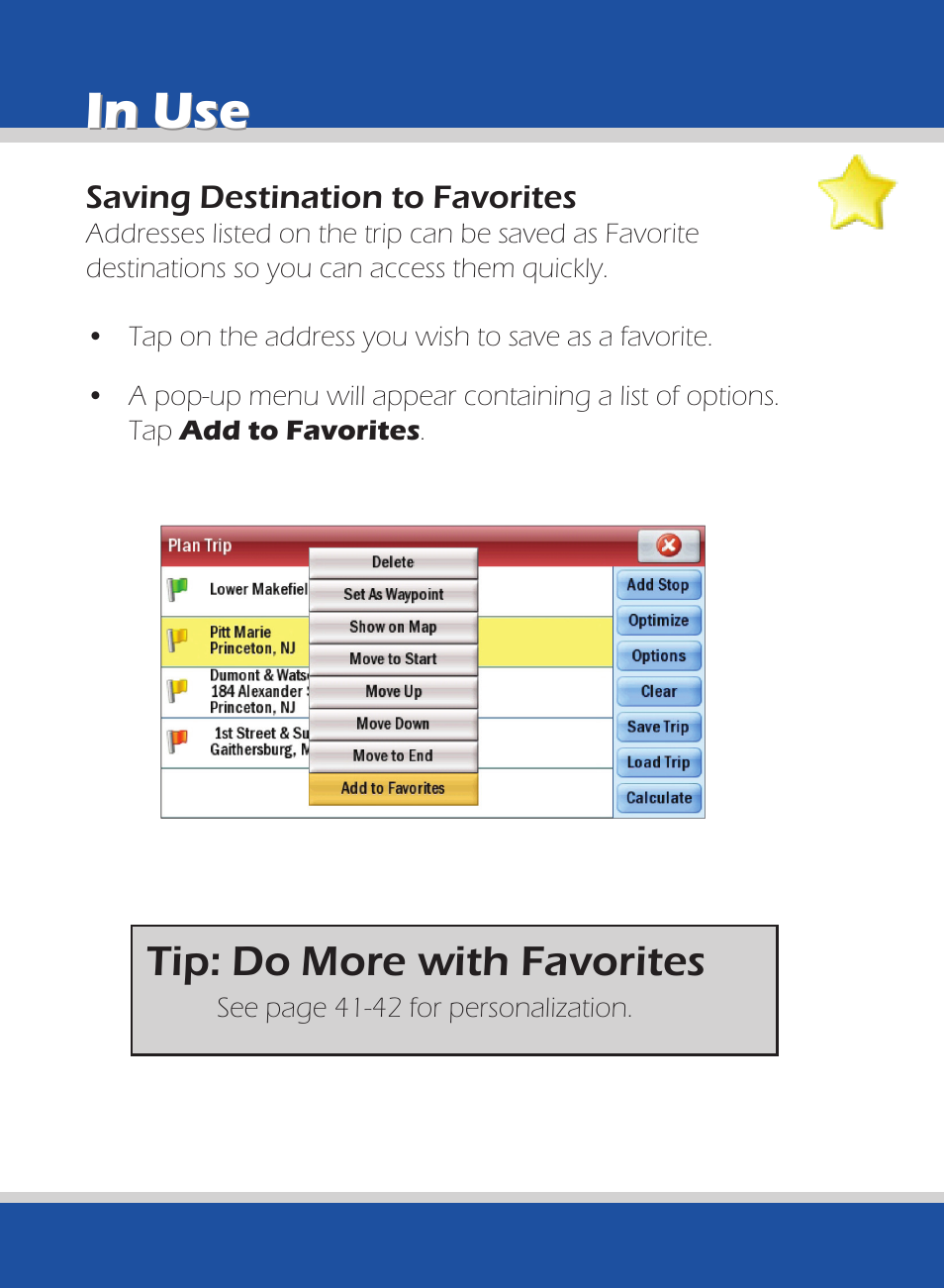 Tip: do more with favorites | ALK Technologies 740 User Manual | Page 26 / 80