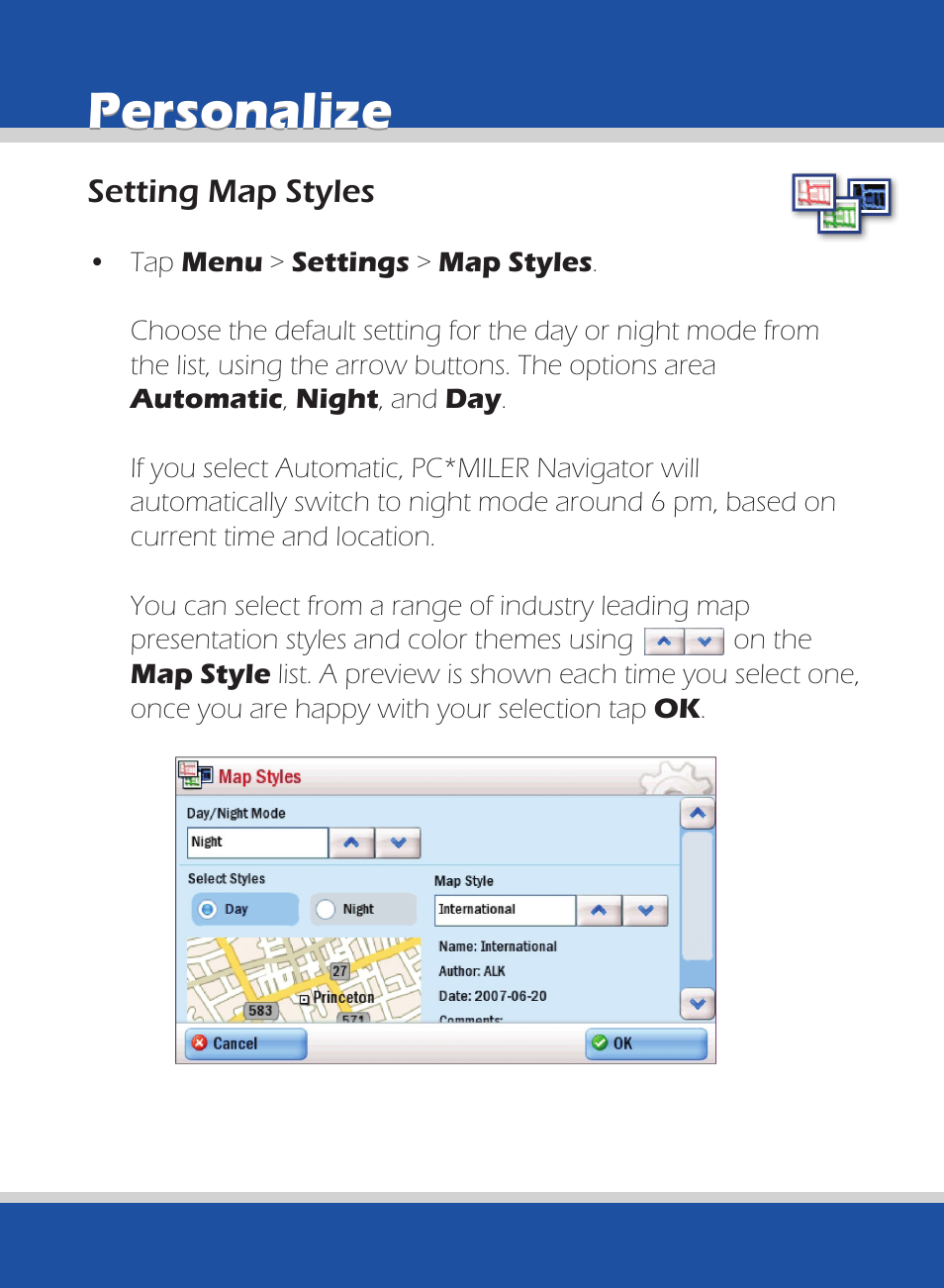 Personalize | ALK Technologies 740 User Manual | Page 46 / 80