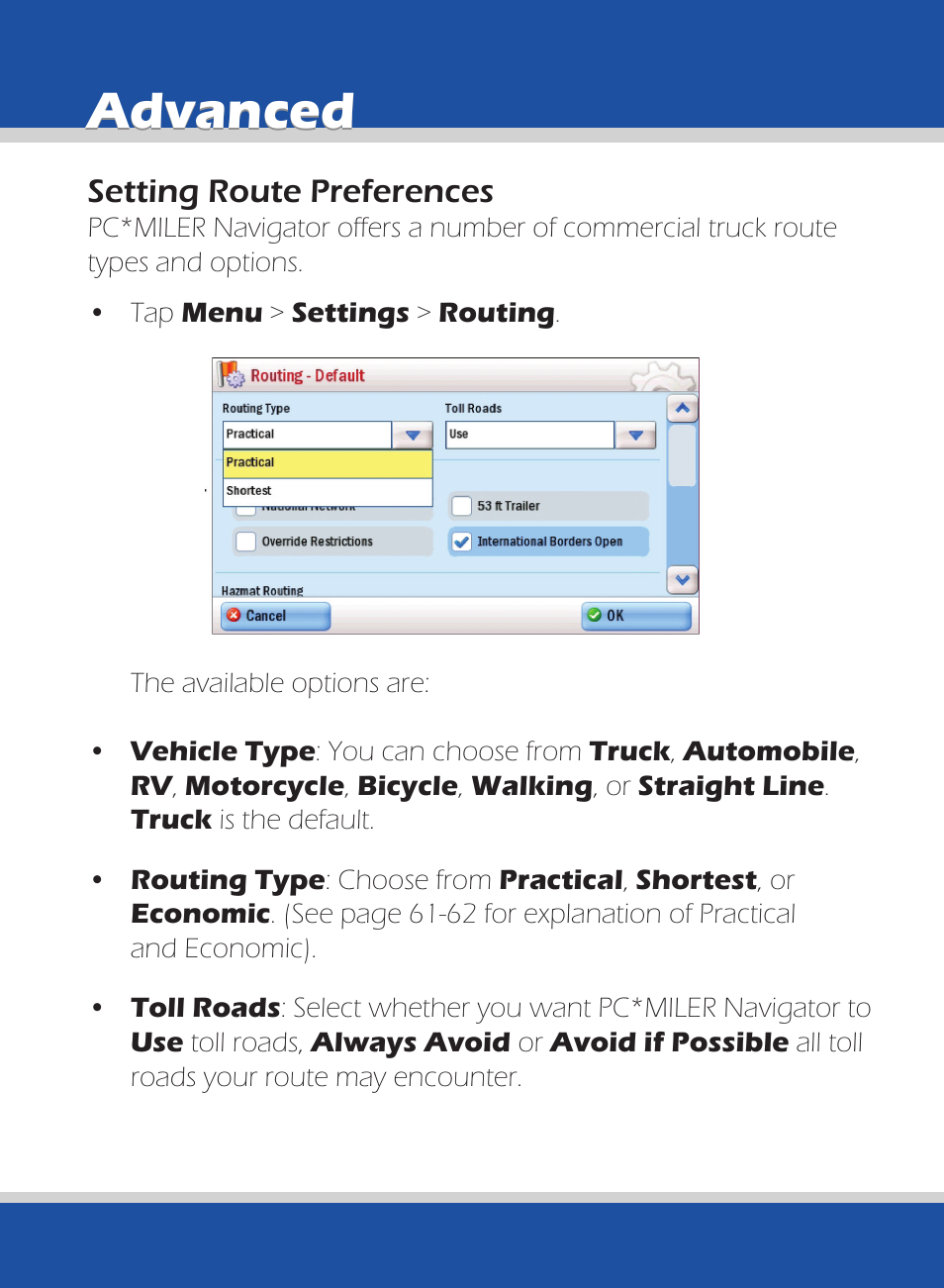 Advanced | ALK Technologies 740 User Manual | Page 48 / 80