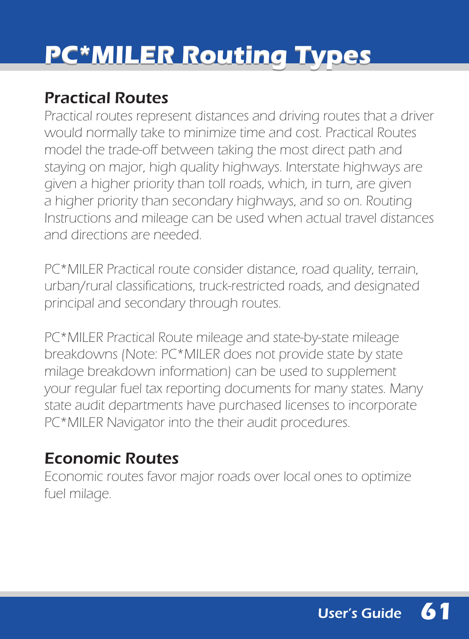 Pc*miler routing types | ALK Technologies 740 User Manual | Page 61 / 80