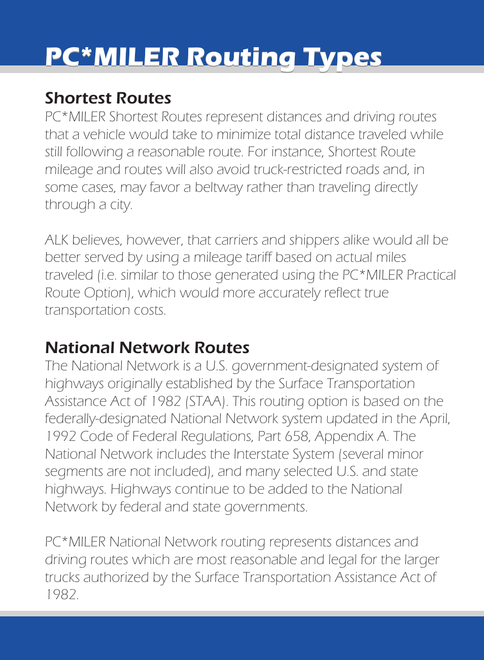 Pc*miler routing types | ALK Technologies 740 User Manual | Page 62 / 80