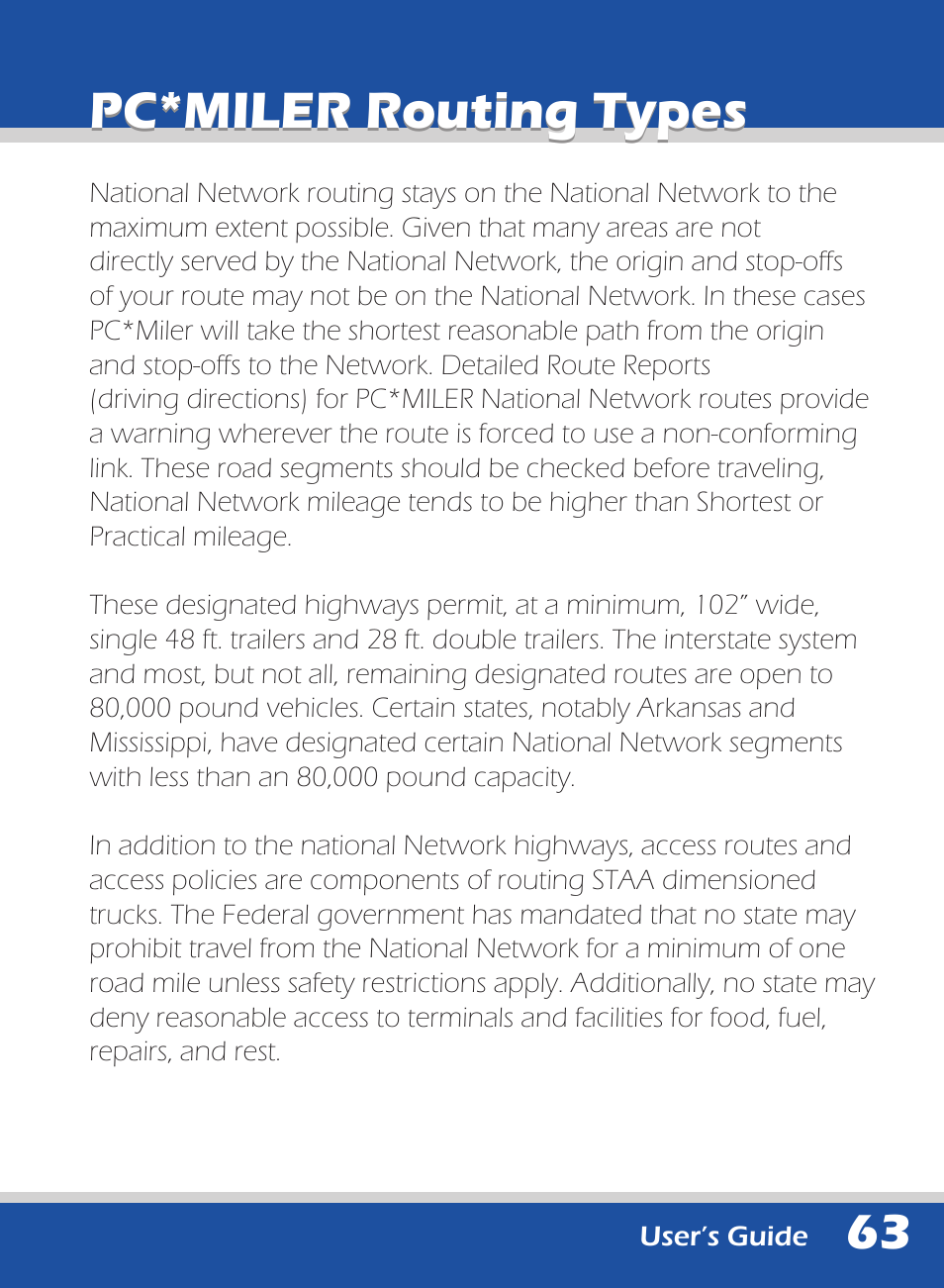 Pc*miler routing types | ALK Technologies 740 User Manual | Page 63 / 80