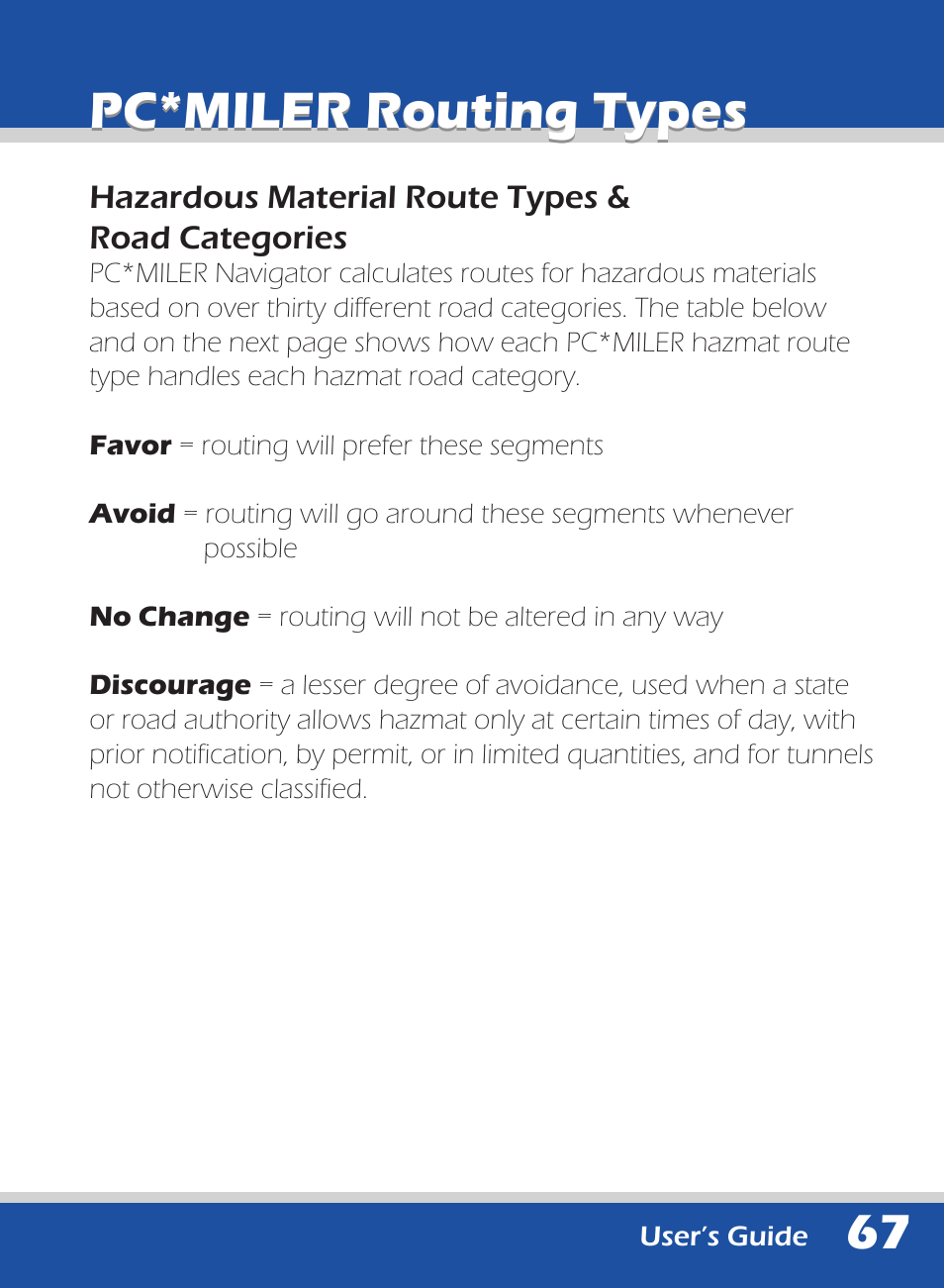 Pc*miler routing types | ALK Technologies 740 User Manual | Page 67 / 80