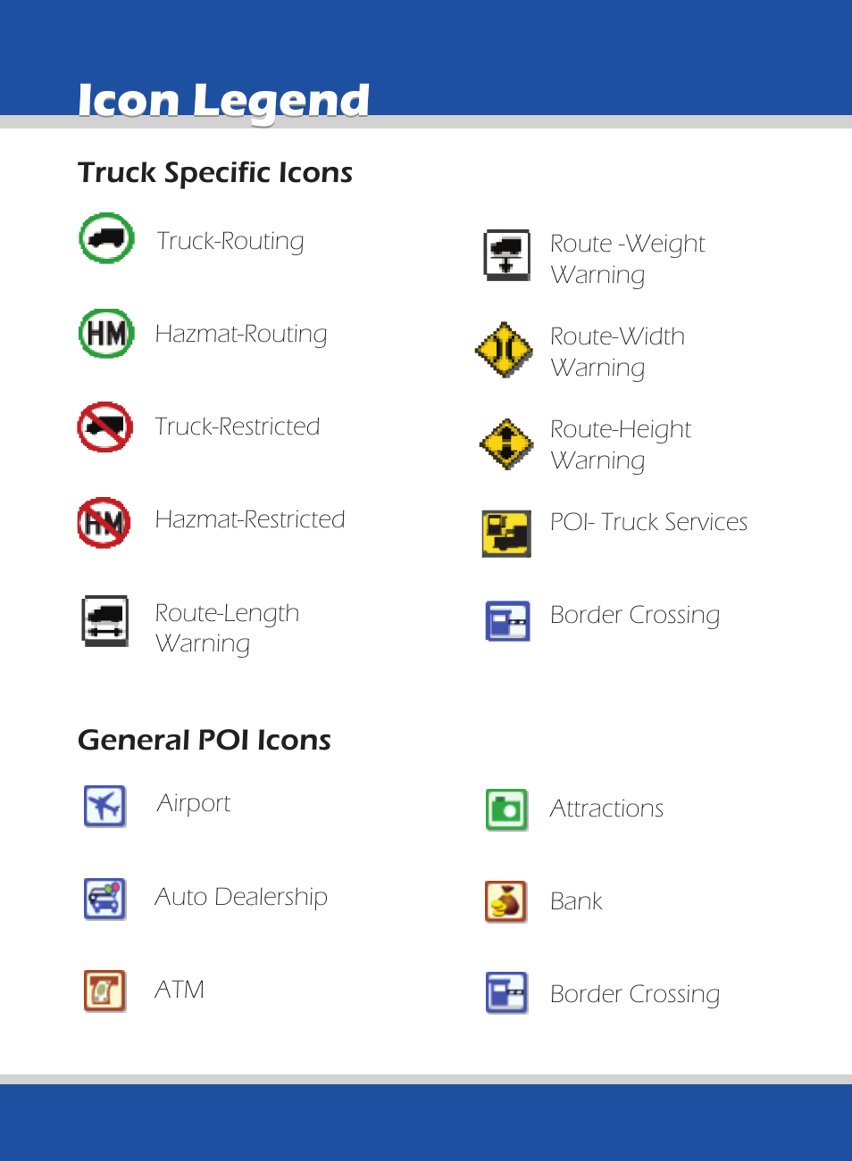 Icon legend | ALK Technologies 740 User Manual | Page 70 / 80