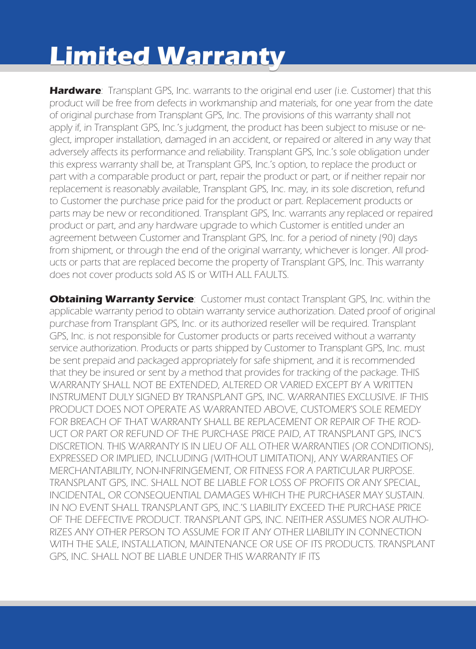 Limited warranty | ALK Technologies 740 User Manual | Page 78 / 80