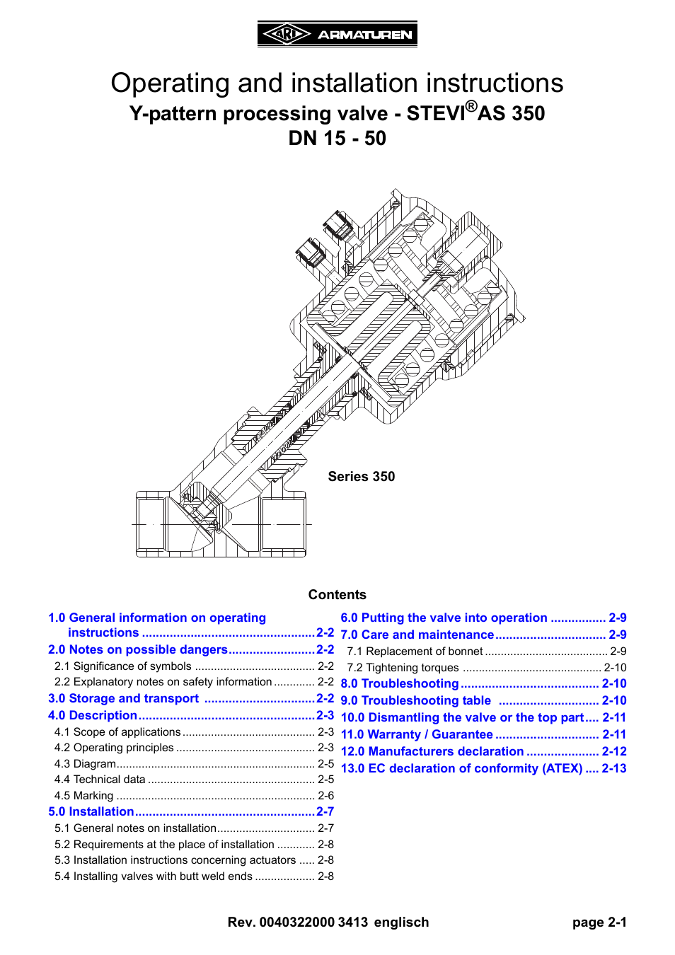 ARI Armaturen STEVI AS 350 DN15-50 EN User Manual | 13 pages