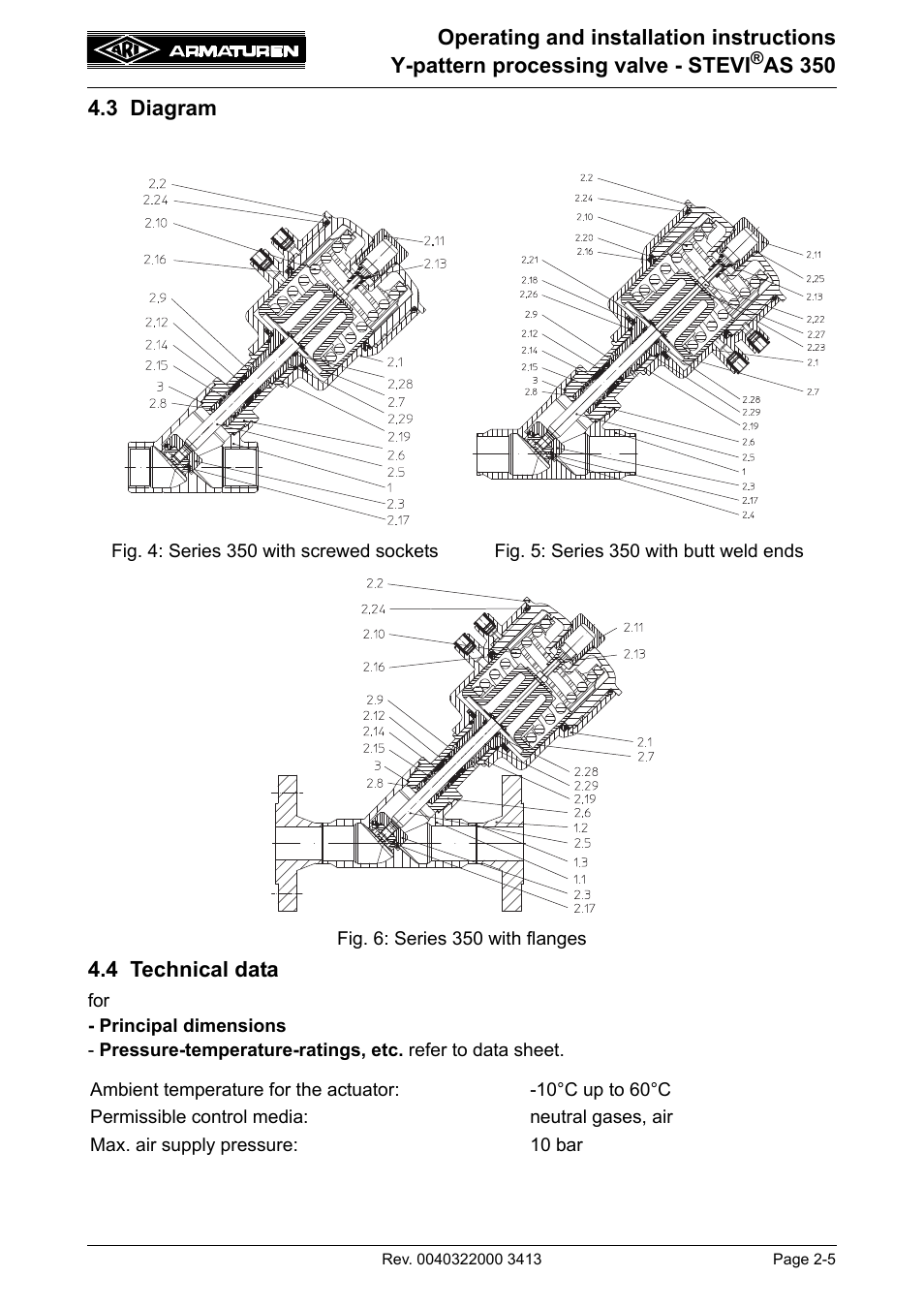 3 diagram, 4 technical data, 3 diagram -5 4.4 technical data -5 | ARI Armaturen STEVI AS 350 DN15-50 EN User Manual | Page 5 / 13