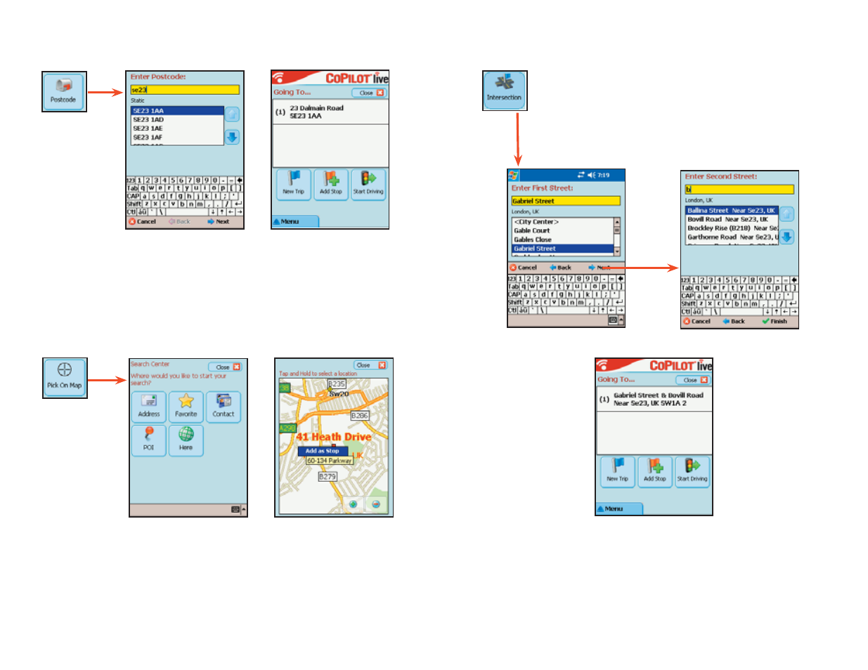 Postcode pick on map | ALK Technologies Pocket PC 6 Bluetooth User Manual | Page 22 / 58