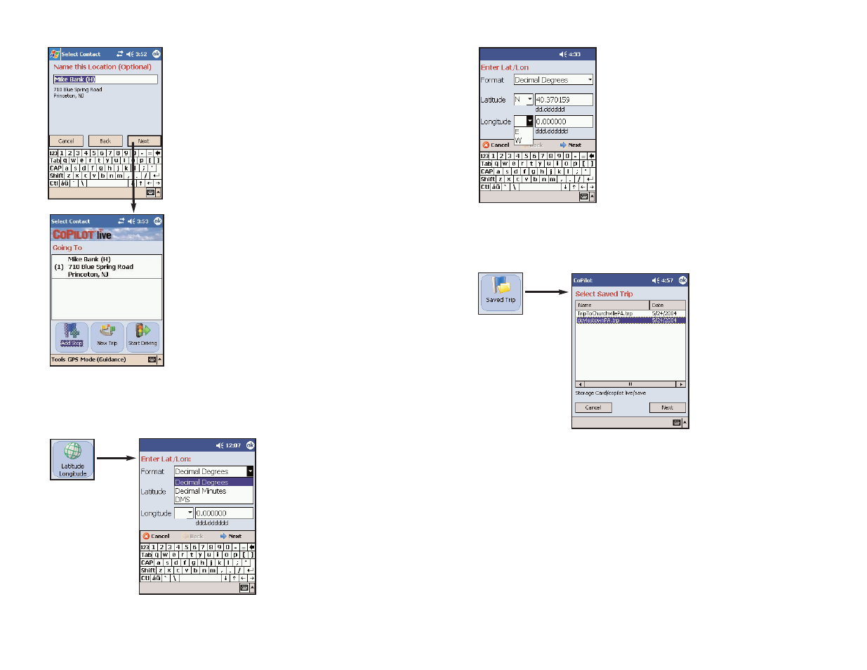 Saved trip closing copilot, Latitude/longitude | ALK Technologies Pocket PC 5 User Manual | Page 28 / 63