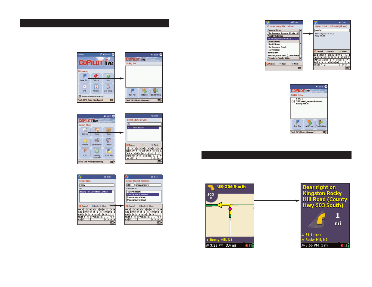 Enter an address, Start driving | ALK Technologies Pocket PC 5 User Manual | Page 6 / 63